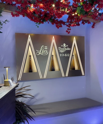 Tailor made visibility material, Don Julio light sign in Mykonos  